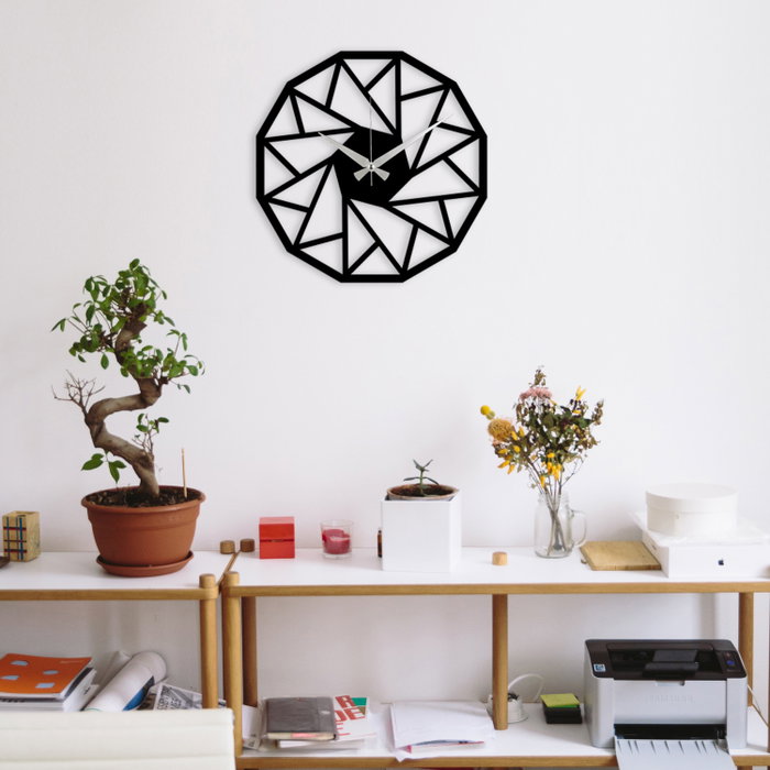 Wallity Enzoclock - S007 Reloj de pared decorativo de metal negro